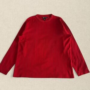 90s 100% Cotton Sweater Ribbed Red sz M Structure